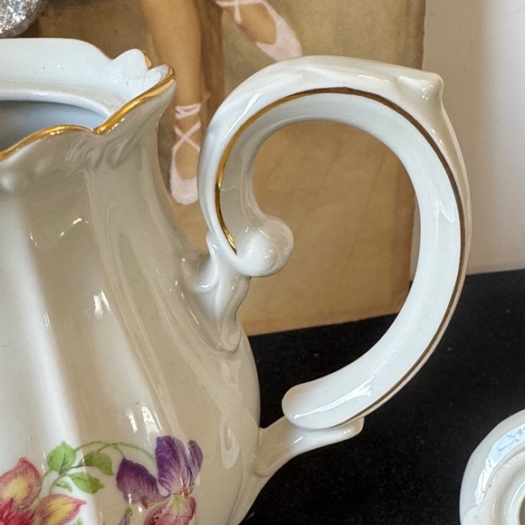 Vintage IJB Germany US Zone Porcelain Pitcher Teapot Hand Paint 8 1/2" - Picture 6 of 14